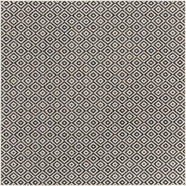 Charcoal Gray 7' 10 x 7' 10 Jill Zarin Outdoor Square Area Rug Weather Resistant for Patio, Deck, Terrace, Balcony, Porch Durable 100% Polypropylene Carpet for Outside for Sale at Rug Engine