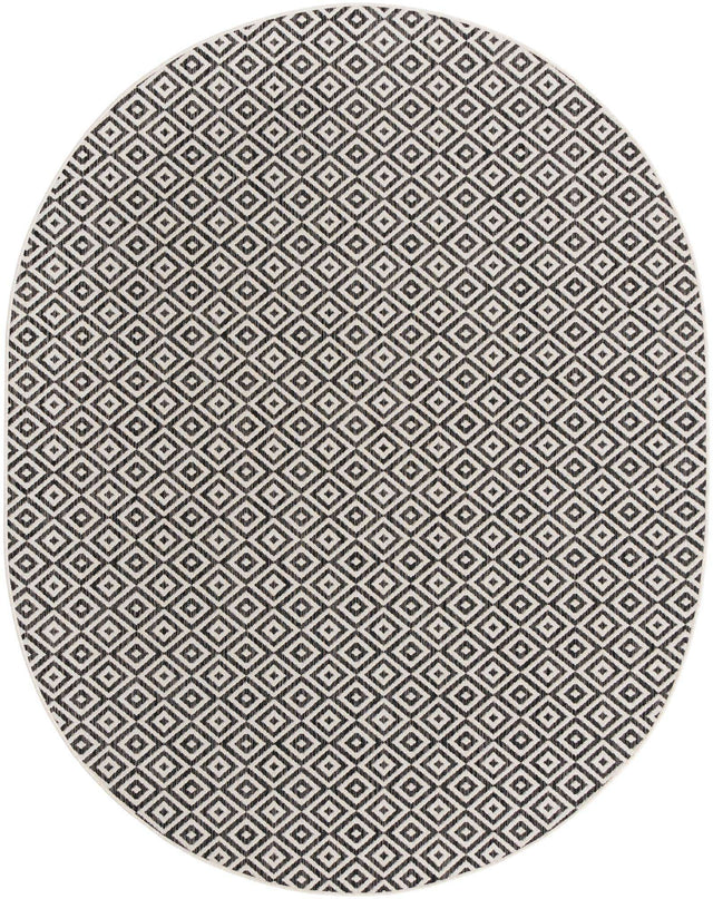 Charcoal Gray 7' 10 x 10' Jill Zarin Outdoor Oval Area Rug Weather Resistant for Patio, Deck, Terrace, Balcony, Porch Durable 100% Polypropylene Carpet for Outside for Sale at Rug Engine