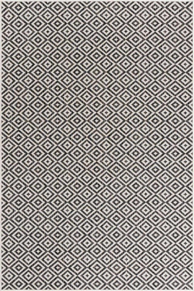 Charcoal Gray 6' 1 x 9' Jill Zarin Outdoor Rectangle Area Rug Weather Resistant for Patio, Deck, Terrace, Balcony, Porch Durable 100% Polypropylene Carpet for Outside for Sale at Rug Engine