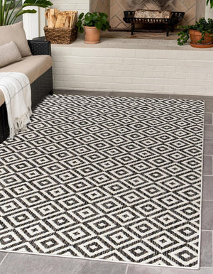Charcoal Gray 3' 1 x 5' 3 Jill Zarin Outdoor Rectangle Area Rug Weather Resistant for Patio, Deck, Terrace, Balcony, Porch Durable 100% Polypropylene Carpet for Outside for Sale at Rug Engine