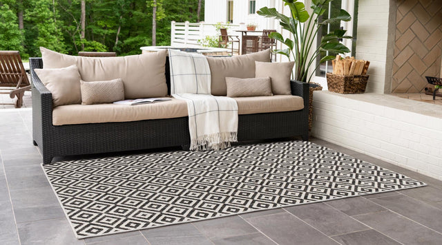 Charcoal Gray 3' 1 x 5' 3 Jill Zarin Outdoor Rectangle Area Rug Weather Resistant for Patio, Deck, Terrace, Balcony, Porch Durable 100% Polypropylene Carpet for Outside for Sale at Rug Engine
