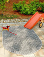 Charcoal Gray 7' 10 x 10' Jill Zarin Outdoor Oval Area Rug Weather Resistant for Patio, Deck, Terrace, Balcony, Porch Durable 100% Polypropylene Carpet for Outside for Sale at Rug Engine