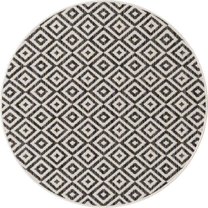 Charcoal Gray 4' 1 x 4' 1 Jill Zarin Outdoor Round Area Rug Weather Resistant for Patio, Deck, Terrace, Balcony, Porch Durable 100% Polypropylene Carpet for Outside for Sale at Rug Engine
