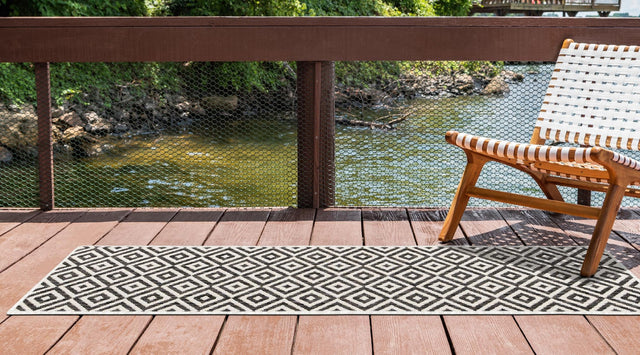 Charcoal Gray 2' x 8' Jill Zarin Outdoor Runner Area Rug Weather Resistant for Patio, Deck, Terrace, Balcony, Porch Durable 100% Polypropylene Carpet for Outside for Sale at Rug Engine