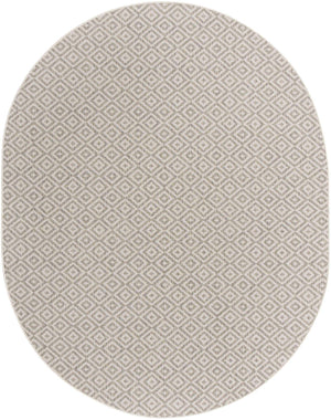 Light Gray 7' 10 x 10' Jill Zarin Outdoor Oval Area Rug Weather Resistant for Patio, Deck, Terrace, Balcony, Porch Durable 100% Polypropylene Carpet for Outside for Sale at Rug Engine