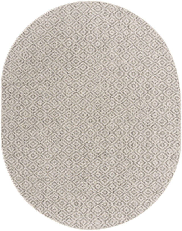 Light Gray 7' 10 x 10' Jill Zarin Outdoor Oval Area Rug Weather Resistant for Patio, Deck, Terrace, Balcony, Porch Durable 100% Polypropylene Carpet for Outside for Sale at Rug Engine