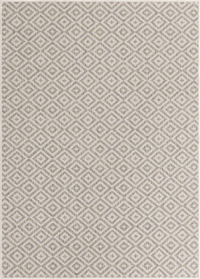 Light Gray 5' 3 x 8' Jill Zarin Outdoor Rectangle Area Rug Weather Resistant for Patio, Deck, Terrace, Balcony, Porch Durable 100% Polypropylene Carpet for Outside for Sale at Rug Engine