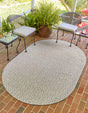 Light Gray 5' 3 x 8' Jill Zarin Outdoor Oval Area Rug Weather Resistant for Patio, Deck, Terrace, Balcony, Porch Durable 100% Polypropylene Carpet for Outside for Sale at Rug Engine
