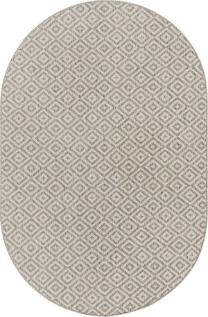 Light Gray 5' 3 x 8' Jill Zarin Outdoor Oval Area Rug Weather Resistant for Patio, Deck, Terrace, Balcony, Porch Durable 100% Polypropylene Carpet for Outside for Sale at Rug Engine