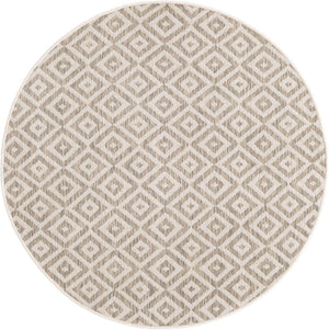 Light Gray 4' 1 x 4' 1 Jill Zarin Outdoor Round Area Rug Weather Resistant for Patio, Deck, Terrace, Balcony, Porch Durable 100% Polypropylene Carpet for Outside for Sale at Rug Engine