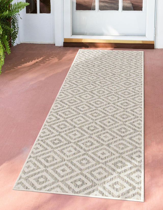 Light Gray 2' x 8' Jill Zarin Outdoor Runner Area Rug Weather Resistant for Patio, Deck, Terrace, Balcony, Porch Durable 100% Polypropylene Carpet for Outside for Sale at Rug Engine