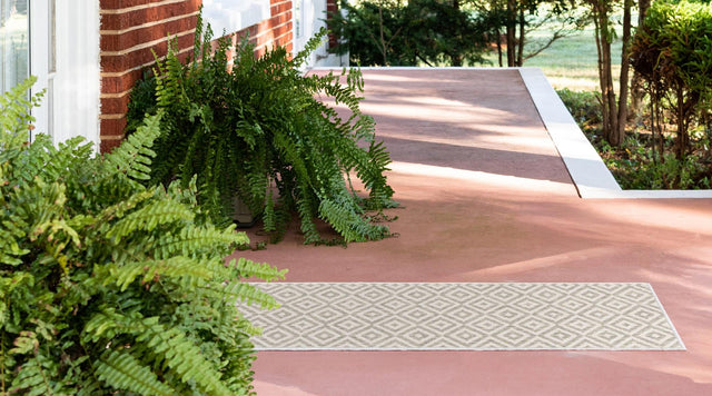 Light Gray 2' x 8' Jill Zarin Outdoor Runner Area Rug Weather Resistant for Patio, Deck, Terrace, Balcony, Porch Durable 100% Polypropylene Carpet for Outside for Sale at Rug Engine