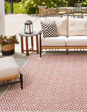Rust Red 7' 10 x 7' 10 Jill Zarin Outdoor Square Area Rug Weather Resistant for Patio, Deck, Terrace, Balcony, Porch Durable 100% Polypropylene Carpet for Outside for Sale at Rug Engine