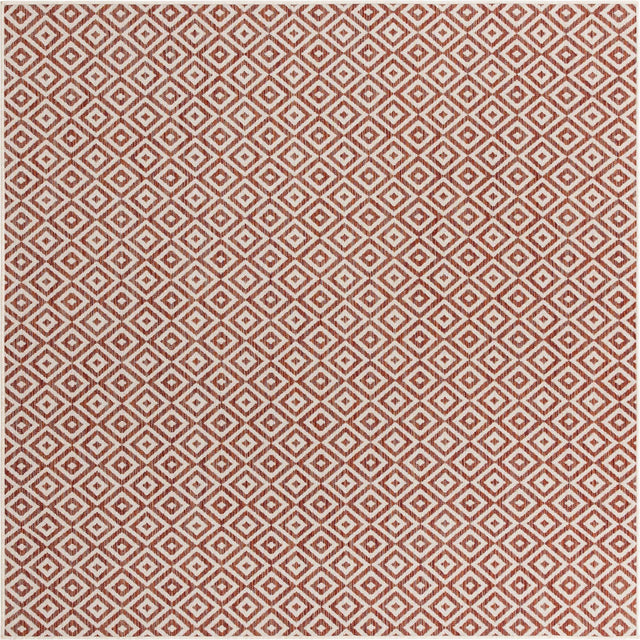 Rust Red 7' 10 x 7' 10 Jill Zarin Outdoor Square Area Rug Weather Resistant for Patio, Deck, Terrace, Balcony, Porch Durable 100% Polypropylene Carpet for Outside for Sale at Rug Engine