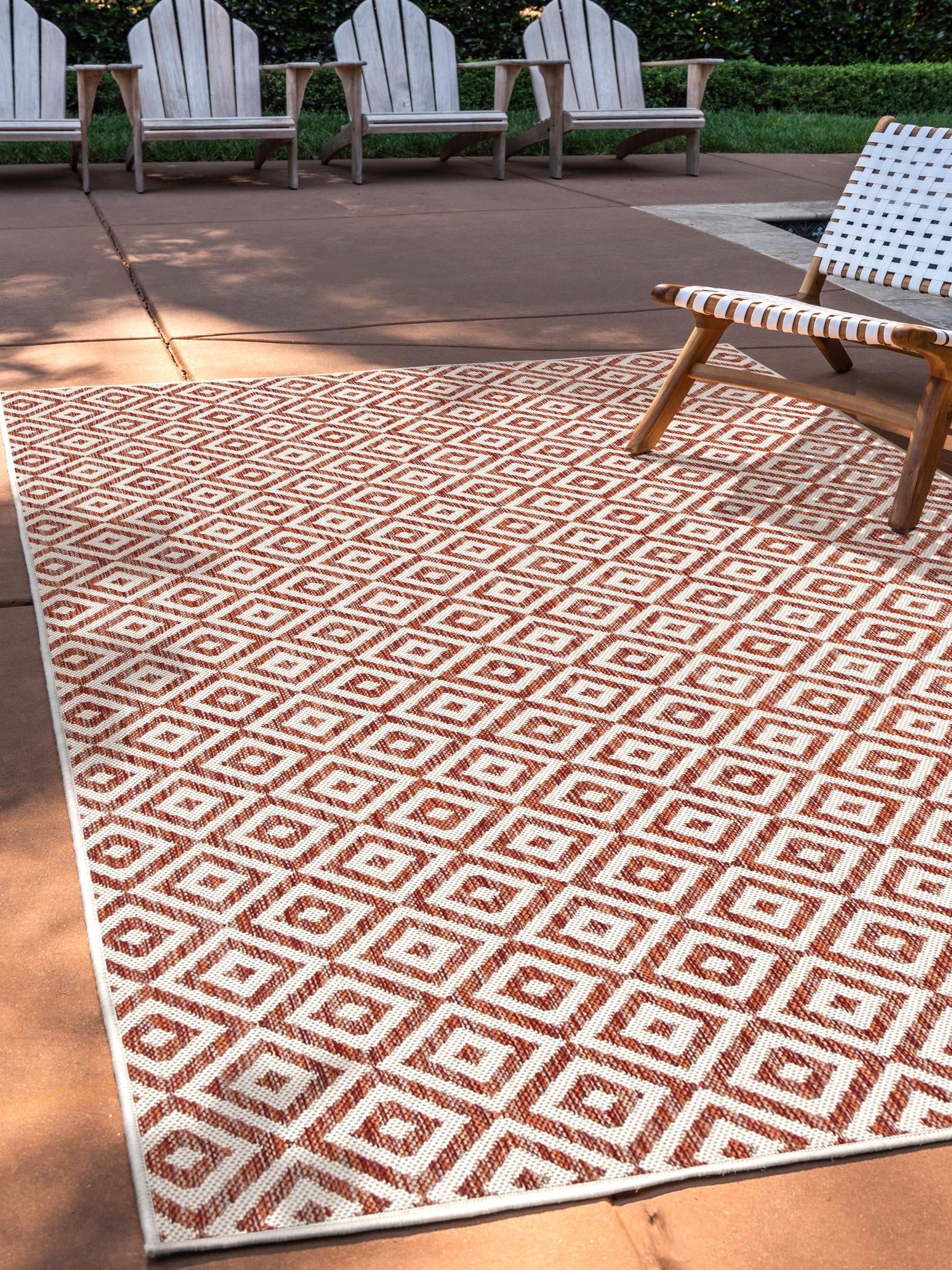 Rust Red 1' 4 x 1' 4 Jill Zarin Outdoor Sample Area Rug Weather Resistant for Patio, Deck, Terrace, Balcony, Porch Durable 100% Polypropylene Carpet for Outside for Sale at Rug Engine