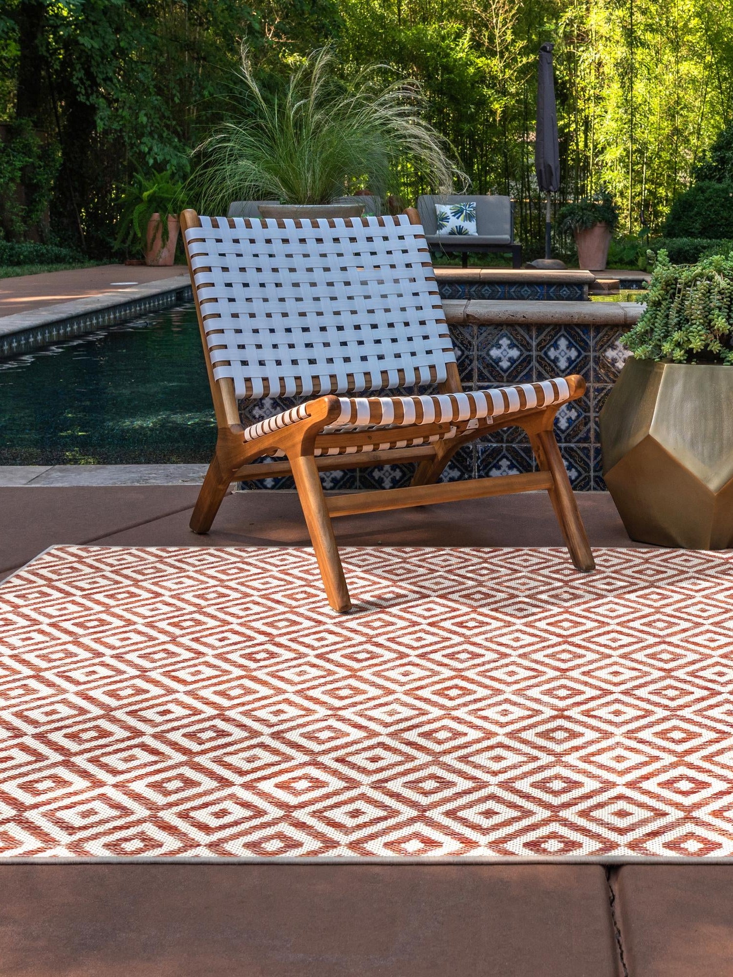 Rust Red 2' x 3' 1 Jill Zarin Outdoor Rectangle Area Rug Weather Resistant for Patio, Deck, Terrace, Balcony, Porch Durable 100% Polypropylene Carpet for Outside for Sale at Rug Engine