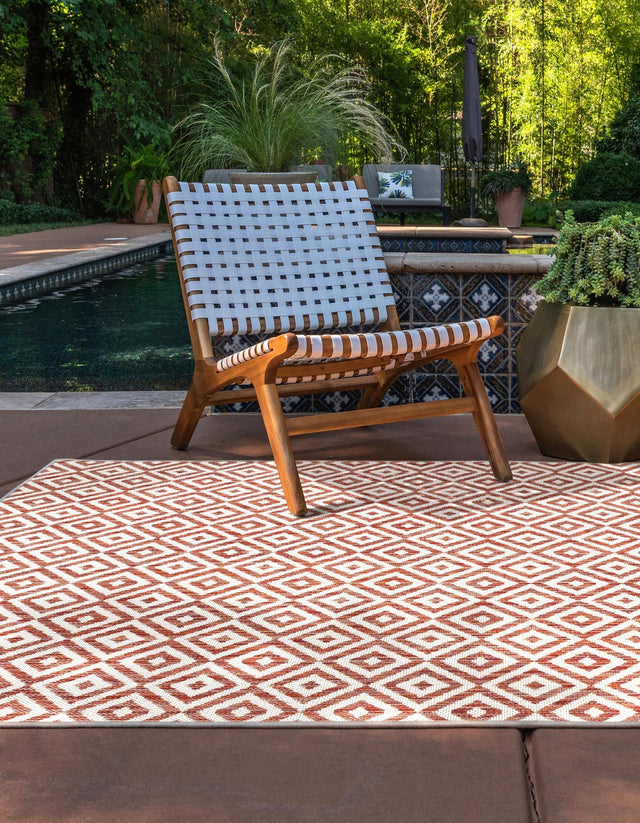 Rust Red 2' x 3' 1 Jill Zarin Outdoor Rectangle Area Rug Weather Resistant for Patio, Deck, Terrace, Balcony, Porch Durable 100% Polypropylene Carpet for Outside for Sale at Rug Engine