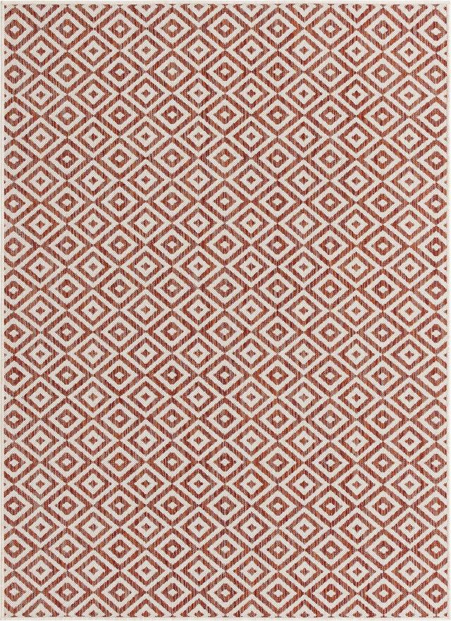 Rust Red 5' 3 x 8' Jill Zarin Outdoor Rectangle Area Rug Weather Resistant for Patio, Deck, Terrace, Balcony, Porch Durable 100% Polypropylene Carpet for Outside for Sale at Rug Engine