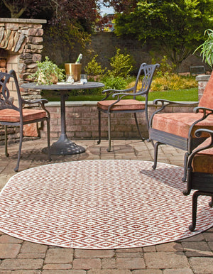 Rust Red 5' 3 x 8' Jill Zarin Outdoor Oval Area Rug Weather Resistant for Patio, Deck, Terrace, Balcony, Porch Durable 100% Polypropylene Carpet for Outside for Sale at Rug Engine