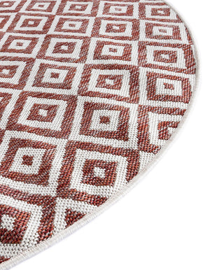 Rust Red 7' 10 x 10' Jill Zarin Outdoor Oval Area Rug Weather Resistant for Patio, Deck, Terrace, Balcony, Porch Durable 100% Polypropylene Carpet for Outside for Sale at Rug Engine