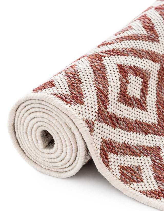 Rust Red 7' 10 x 10' Jill Zarin Outdoor Oval Area Rug Weather Resistant for Patio, Deck, Terrace, Balcony, Porch Durable 100% Polypropylene Carpet for Outside for Sale at Rug Engine