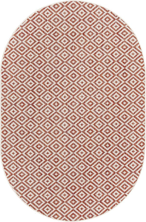 Rust Red 5' 3 x 8' Jill Zarin Outdoor Oval Area Rug Weather Resistant for Patio, Deck, Terrace, Balcony, Porch Durable 100% Polypropylene Carpet for Outside for Sale at Rug Engine