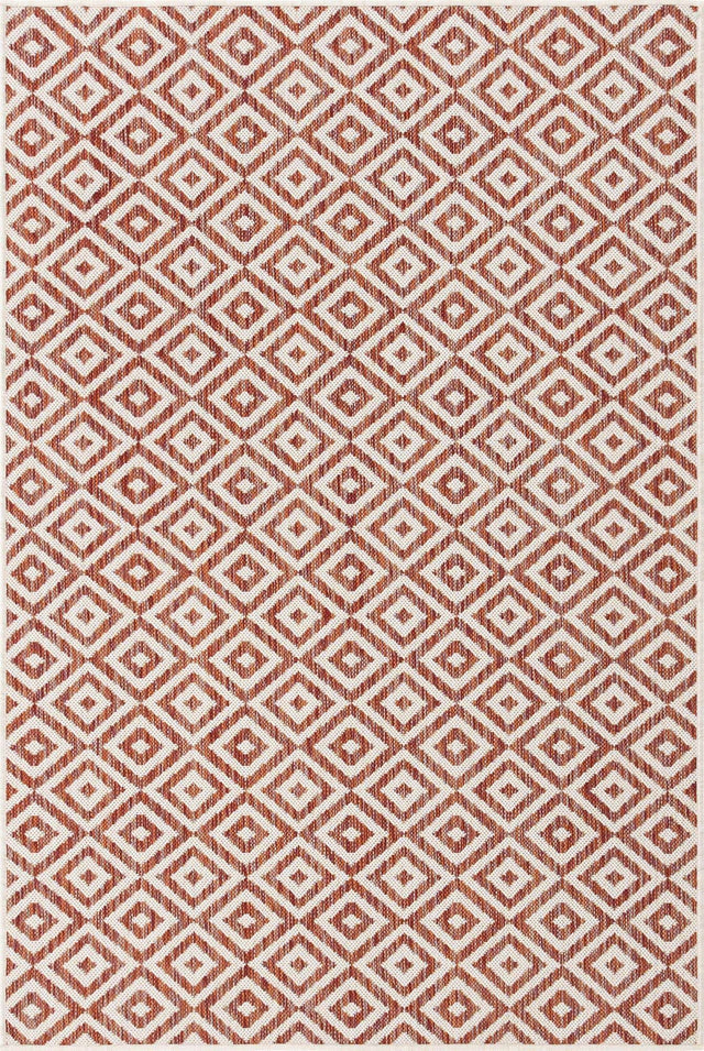 Rust Red 4' 1 x 6' 1 Jill Zarin Outdoor Rectangle Area Rug Weather Resistant for Patio, Deck, Terrace, Balcony, Porch Durable 100% Polypropylene Carpet for Outside for Sale at Rug Engine