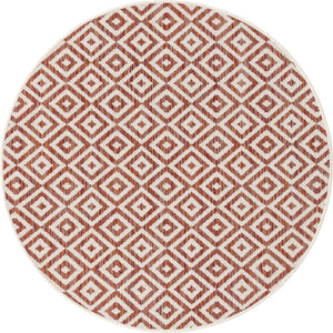 Rust Red 4' 1 x 4' 1 Jill Zarin Outdoor Round Area Rug Weather Resistant for Patio, Deck, Terrace, Balcony, Porch Durable 100% Polypropylene Carpet for Outside for Sale at Rug Engine