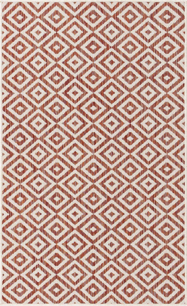 Rust Red 3' 1 x 5' 3 Jill Zarin Outdoor Rectangle Area Rug Weather Resistant for Patio, Deck, Terrace, Balcony, Porch Durable 100% Polypropylene Carpet for Outside for Sale at Rug Engine