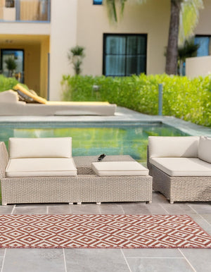 Rust Red 2' x 6' 1 Jill Zarin Outdoor Runner Area Rug Weather Resistant for Patio, Deck, Terrace, Balcony, Porch Durable 100% Polypropylene Carpet for Outside for Sale at Rug Engine