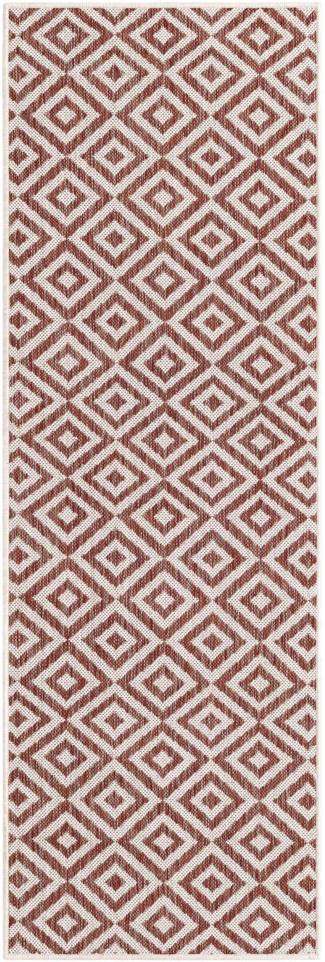 Rust Red 2' x 6' 1 Jill Zarin Outdoor Runner Area Rug Weather Resistant for Patio, Deck, Terrace, Balcony, Porch Durable 100% Polypropylene Carpet for Outside for Sale at Rug Engine