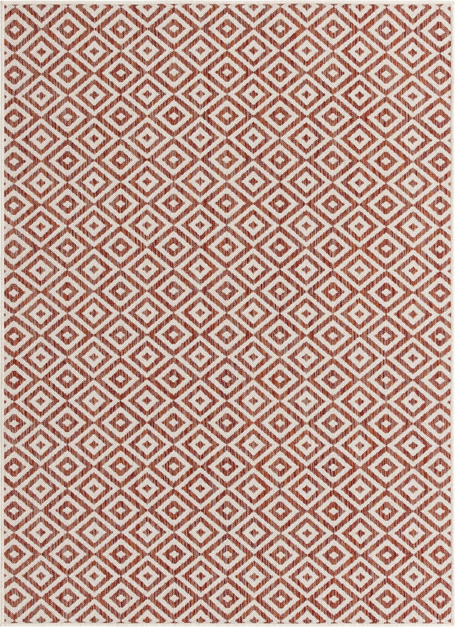 Rust Red 1' 4 x 1' 4 Jill Zarin Outdoor Sample Area Rug Weather Resistant for Patio, Deck, Terrace, Balcony, Porch Durable 100% Polypropylene Carpet for Outside for Sale at Rug Engine