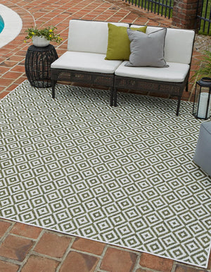 Green 7' 10 x 7' 10 Jill Zarin Outdoor Square Area Rug Weather Resistant for Patio, Deck, Terrace, Balcony, Porch Durable 100% Polypropylene Carpet for Outside for Sale at Rug Engine