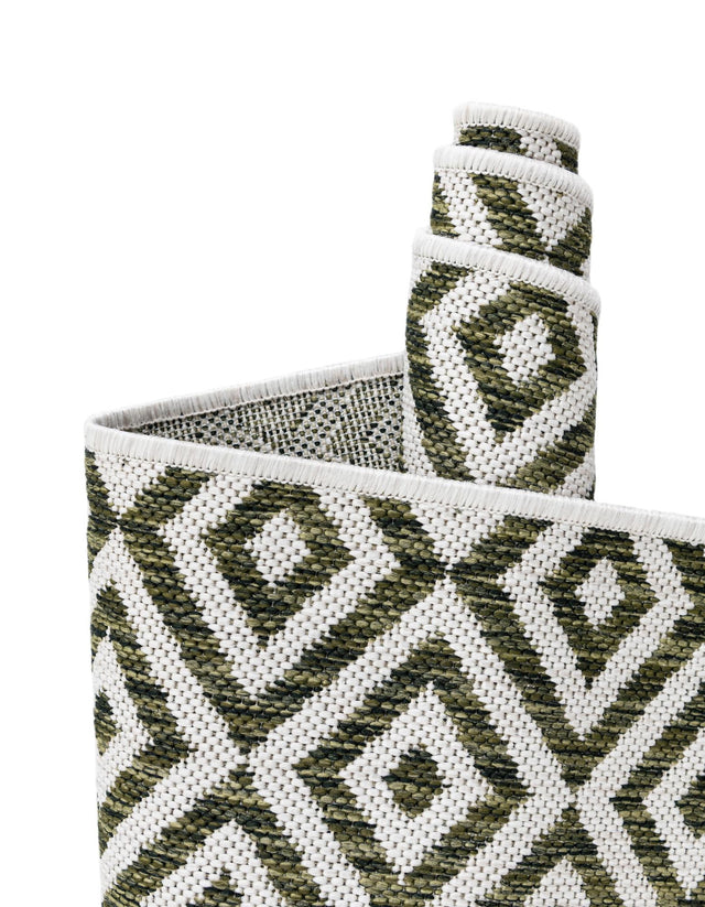 Green 7' 10 x 7' 10 Jill Zarin Outdoor Square Area Rug Weather Resistant for Patio, Deck, Terrace, Balcony, Porch Durable 100% Polypropylene Carpet for Outside for Sale at Rug Engine