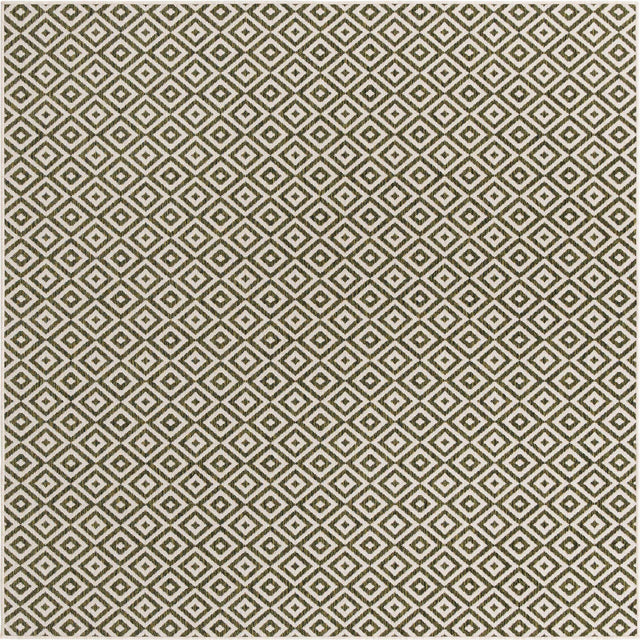 Green 7' 10 x 7' 10 Jill Zarin Outdoor Square Area Rug Weather Resistant for Patio, Deck, Terrace, Balcony, Porch Durable 100% Polypropylene Carpet for Outside for Sale at Rug Engine