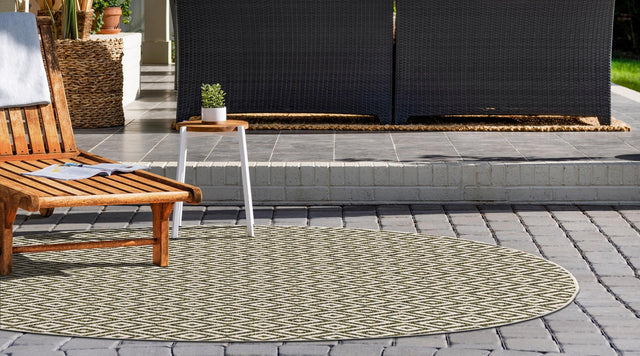 Green 6' 7 x 6' 7 Jill Zarin Outdoor Round Area Rug Weather Resistant for Patio, Deck, Terrace, Balcony, Porch Durable 100% Polypropylene Carpet for Outside for Sale at Rug Engine