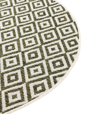 Green 6' 7 x 6' 7 Jill Zarin Outdoor Round Area Rug Weather Resistant for Patio, Deck, Terrace, Balcony, Porch Durable 100% Polypropylene Carpet for Outside for Sale at Rug Engine