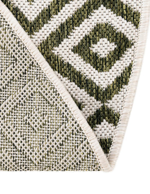Green 4' 1 x 4' 1 Jill Zarin Outdoor Round Area Rug Weather Resistant for Patio, Deck, Terrace, Balcony, Porch Durable 100% Polypropylene Carpet for Outside for Sale at Rug Engine