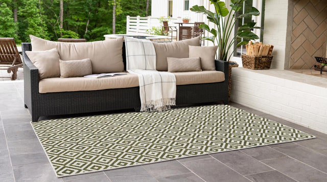 Green 2' x 3' 1 Jill Zarin Outdoor Rectangle Area Rug Weather Resistant for Patio, Deck, Terrace, Balcony, Porch Durable 100% Polypropylene Carpet for Outside for Sale at Rug Engine