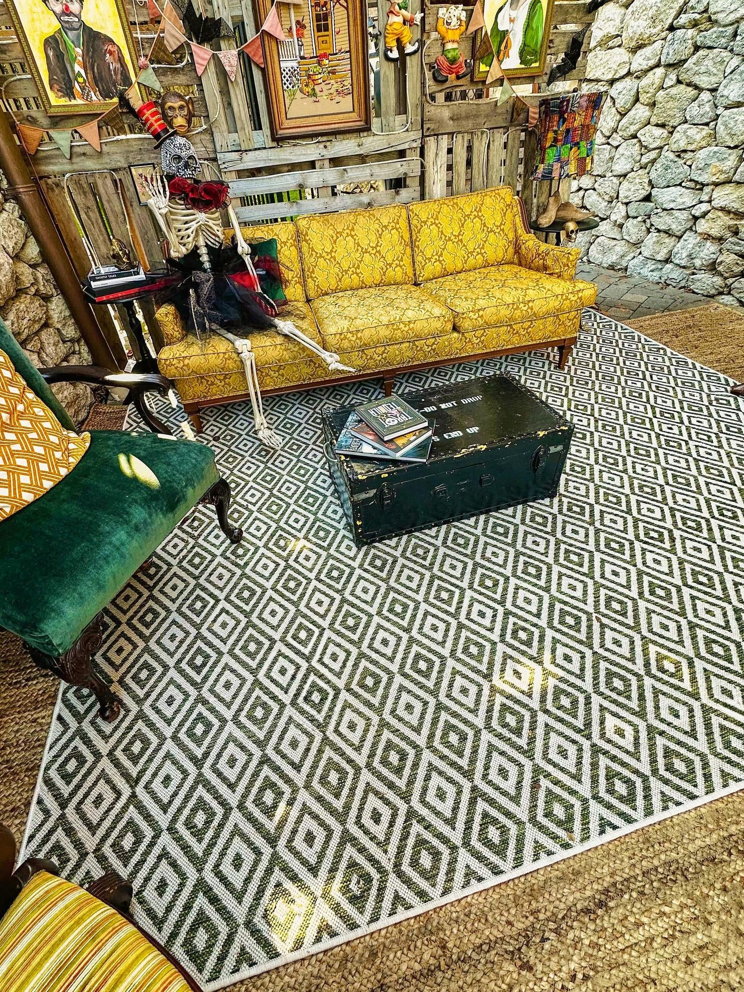 Green 2' x 3' 1 Jill Zarin Outdoor Rectangle Area Rug Weather Resistant for Patio, Deck, Terrace, Balcony, Porch Durable 100% Polypropylene Carpet for Outside for Sale at Rug Engine