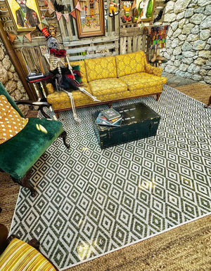Green 5' 3 x 8' Jill Zarin Outdoor Rectangle Area Rug Weather Resistant for Patio, Deck, Terrace, Balcony, Porch Durable 100% Polypropylene Carpet for Outside for Sale at Rug Engine