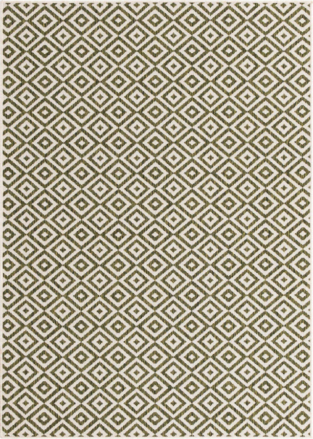 Green 5' 3 x 8' Jill Zarin Outdoor Rectangle Area Rug Weather Resistant for Patio, Deck, Terrace, Balcony, Porch Durable 100% Polypropylene Carpet for Outside for Sale at Rug Engine