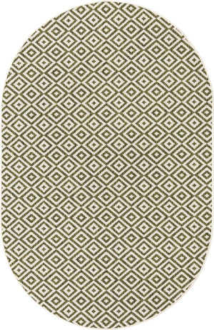 Green 5' 3 x 8' Jill Zarin Outdoor Oval Area Rug Weather Resistant for Patio, Deck, Terrace, Balcony, Porch Durable 100% Polypropylene Carpet for Outside for Sale at Rug Engine