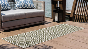 Green 2' x 6' 1 Jill Zarin Outdoor Runner Area Rug Weather Resistant for Patio, Deck, Terrace, Balcony, Porch Durable 100% Polypropylene Carpet for Outside for Sale at Rug Engine