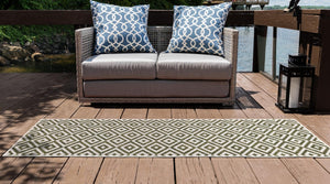 Green 2' x 6' 1 Jill Zarin Outdoor Runner Area Rug Weather Resistant for Patio, Deck, Terrace, Balcony, Porch Durable 100% Polypropylene Carpet for Outside for Sale at Rug Engine