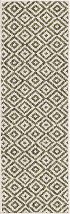 Green 2' x 6' 1 Jill Zarin Outdoor Runner Area Rug Weather Resistant for Patio, Deck, Terrace, Balcony, Porch Durable 100% Polypropylene Carpet for Outside for Sale at Rug Engine