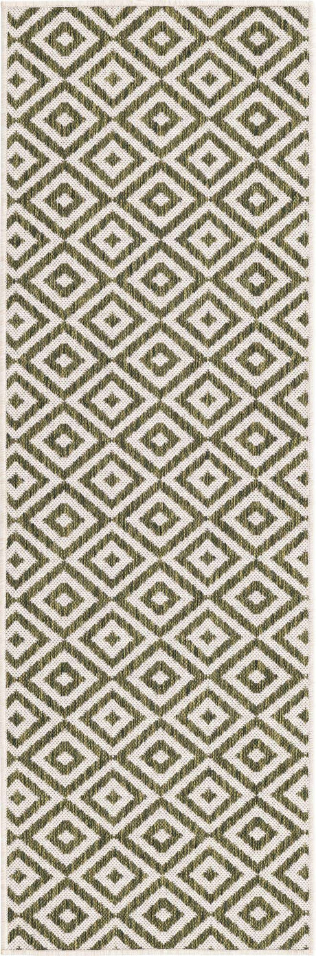 Green 2' x 6' 1 Jill Zarin Outdoor Runner Area Rug Weather Resistant for Patio, Deck, Terrace, Balcony, Porch Durable 100% Polypropylene Carpet for Outside for Sale at Rug Engine