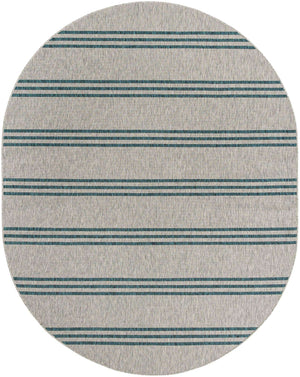 Light Gray 7' 10 x 10' Jill Zarin Outdoor Oval Area Rug Weather Resistant for Patio, Deck, Terrace, Balcony, Porch Durable 100% Polypropylene Carpet for Outside for Sale at Rug Engine