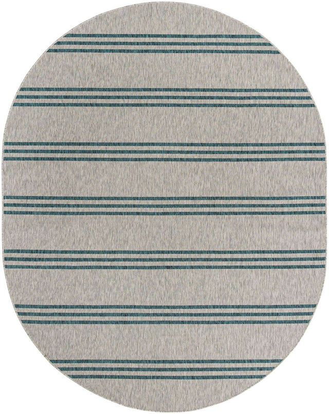 Light Gray 7' 10 x 10' Jill Zarin Outdoor Oval Area Rug Weather Resistant for Patio, Deck, Terrace, Balcony, Porch Durable 100% Polypropylene Carpet for Outside for Sale at Rug Engine