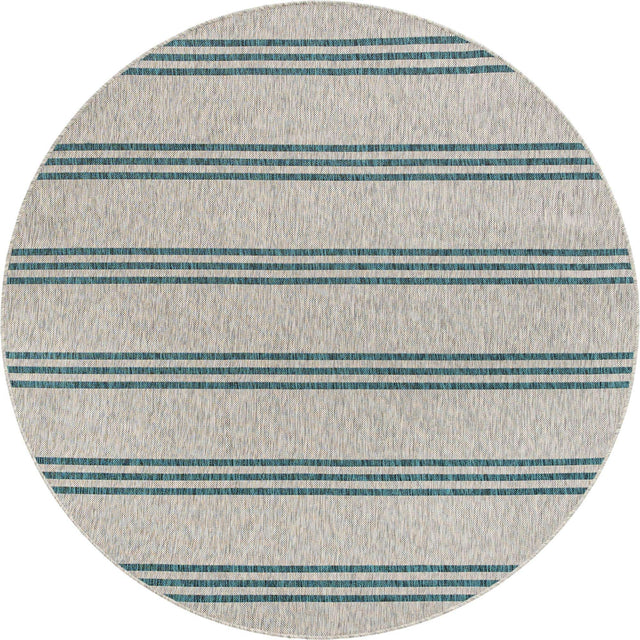 Light Gray 6' 7 x 6' 7 Jill Zarin Outdoor Round Area Rug Weather Resistant for Patio, Deck, Terrace, Balcony, Porch Durable 100% Polypropylene Carpet for Outside for Sale at Rug Engine